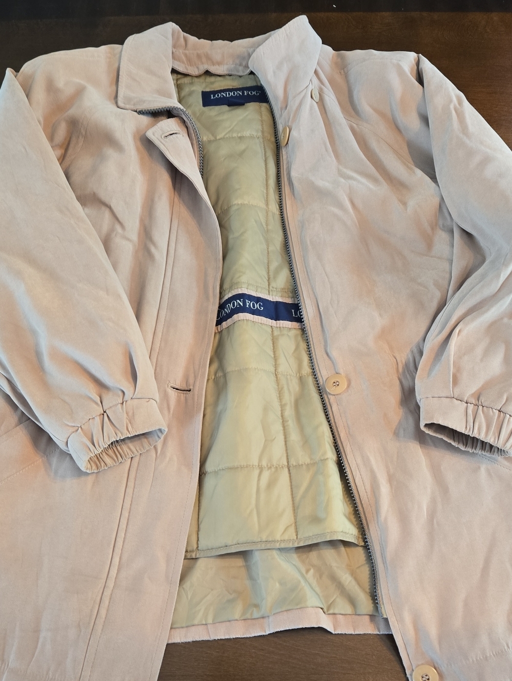 London Fog Beige Trench Coat with  Quilted Lining